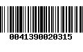 Código de Barras 0041390020315