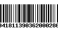 Código de Barras 00418113903620002866