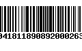 Código de Barras 00418118908920002634