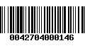 Código de Barras 0042704000146