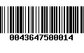 Código de Barras 0043647500014