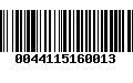 Código de Barras 0044115160013