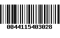 Código de Barras 0044115403028