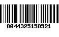 Código de Barras 0044325150521