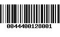 Código de Barras 0044400128001