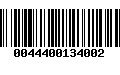 Código de Barras 0044400134002