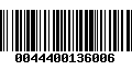 Código de Barras 0044400136006