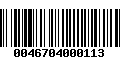 Código de Barras 0046704000113