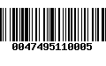 Código de Barras 0047495110005