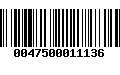 Código de Barras 0047500011136