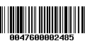 Código de Barras 0047600002485