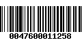 Código de Barras 0047600011258