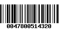 Código de Barras 0047800514320