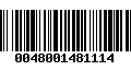 Código de Barras 0048001481114