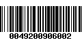 Código de Barras 0049200906002