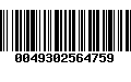 Código de Barras 0049302564759