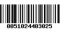 Código de Barras 0051024403025