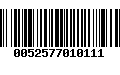 Código de Barras 0052577010111