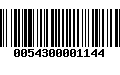 Código de Barras 0054300001144