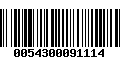 Código de Barras 0054300091114