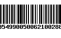 Código de Barras 00549900500621002889