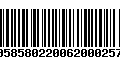 Código de Barras 00585802200620002572