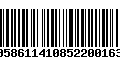 Código de Barras 00586114108522001633