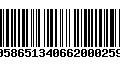 Código de Barras 00586513406620002598