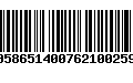 Código de Barras 00586514007621002595