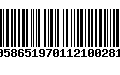 Código de Barras 00586519701121002813