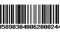 Código de Barras 00589030400620002445