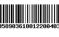 Código de Barras 00589036100122004032