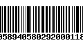 Código de Barras 00589405802920001188