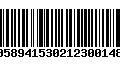 Código de Barras 00589415302123001482