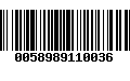 Código de Barras 0058989110036