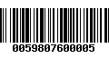 Código de Barras 0059807600005