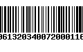 Código de Barras 00613203400720001160