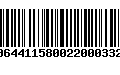 Código de Barras 00644115800220003327