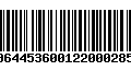 Código de Barras 00644536001220002856