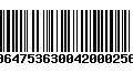 Código de Barras 00647536300420002569