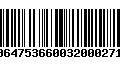 Código de Barras 00647536600320002714