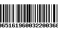 Código de Barras 00651619600322003688