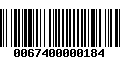 Código de Barras 0067400000184