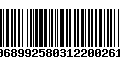 Código de Barras 00689925803122002610