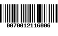 Código de Barras 0070012116006