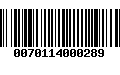 Código de Barras 0070114000289