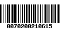 Código de Barras 0070200210615