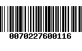 Código de Barras 0070227600116