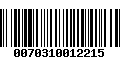 Código de Barras 0070310012215