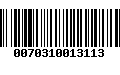 Código de Barras 0070310013113